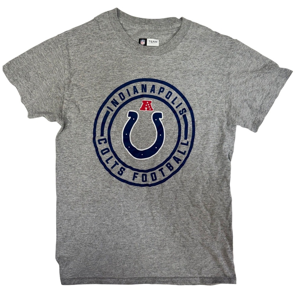 NFL Team Apparel Indianapolis Colts Football T-Shirt Mens Small Gray Horseshoe